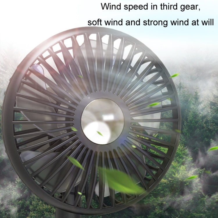 Rechargeable clip-on oscillating fan with close-up grille and built-in light