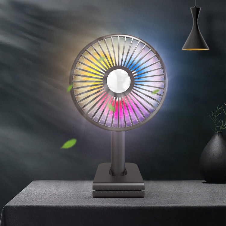 Color-changing rechargeable clip-on oscillating fan with built-in light
