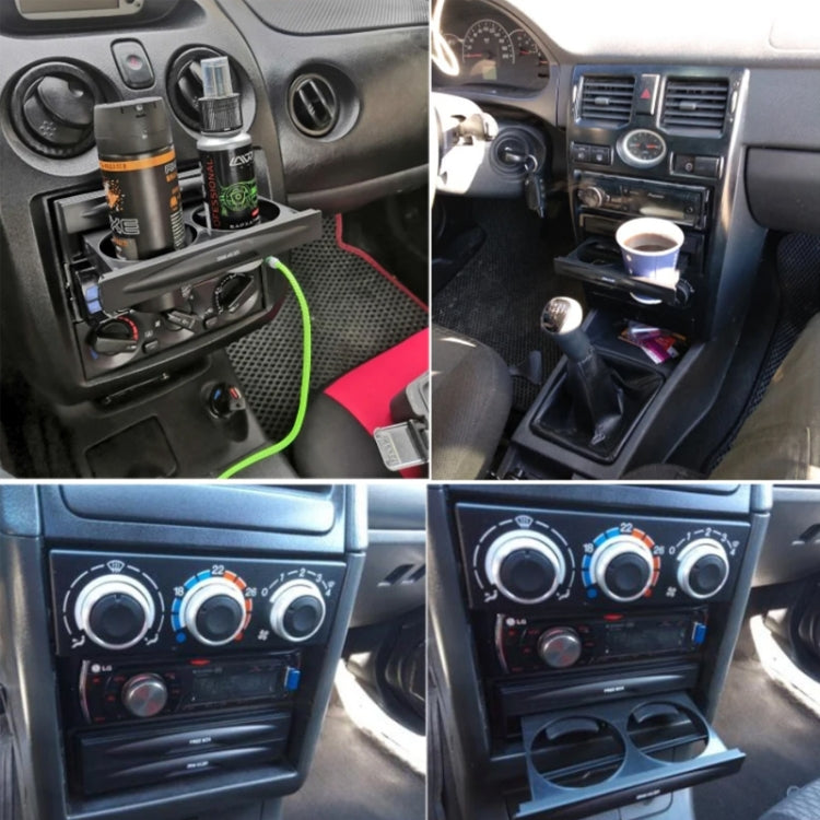 Car interior with installed cup holder storage box near the center console