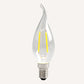 Clear teardrop LED bulb with warm yellow filament and E14 screw base