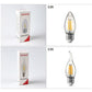 C35 LED bulb in box, clear teardrop glass E14 base with exposed filament