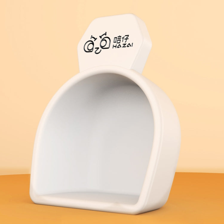 White drying scoop for diatomaceous earth, curved spoon shape