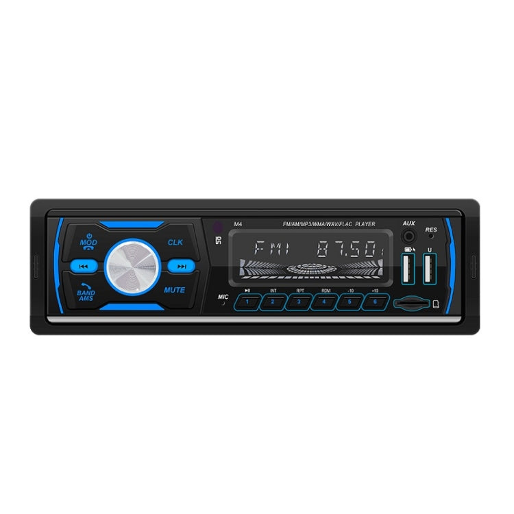 Car DAB Bluetooth radio head unit with blue LED accents and front control panel