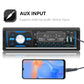 Car DAB Bluetooth radio with AUX input and 3.5mm-style cable connection on the front
