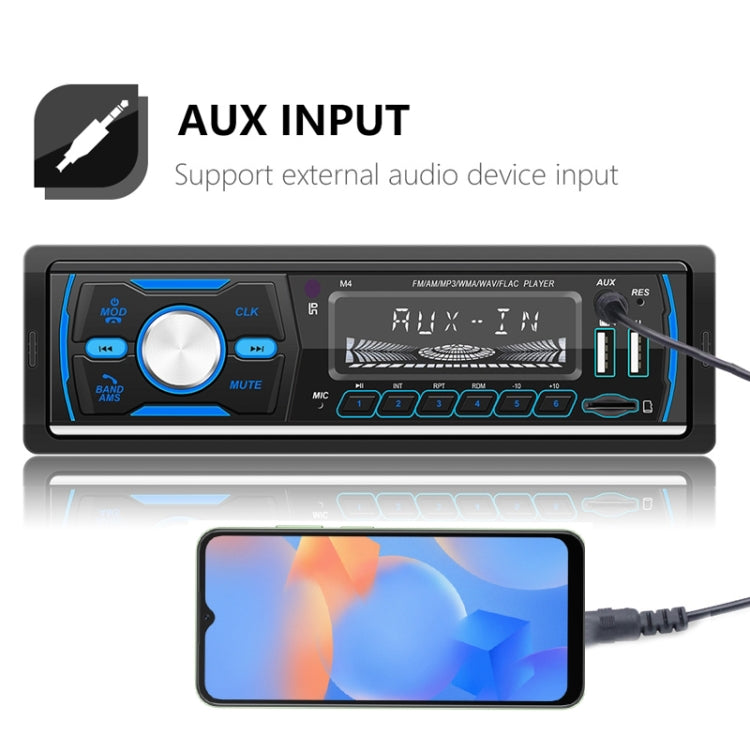 Car DAB Bluetooth radio with AUX input and 3.5mm-style cable connection on the front
