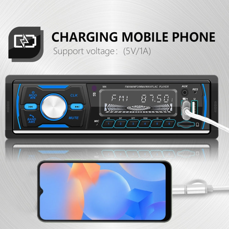 Car DAB Bluetooth radio with charging mobile phone via front USB port and cable