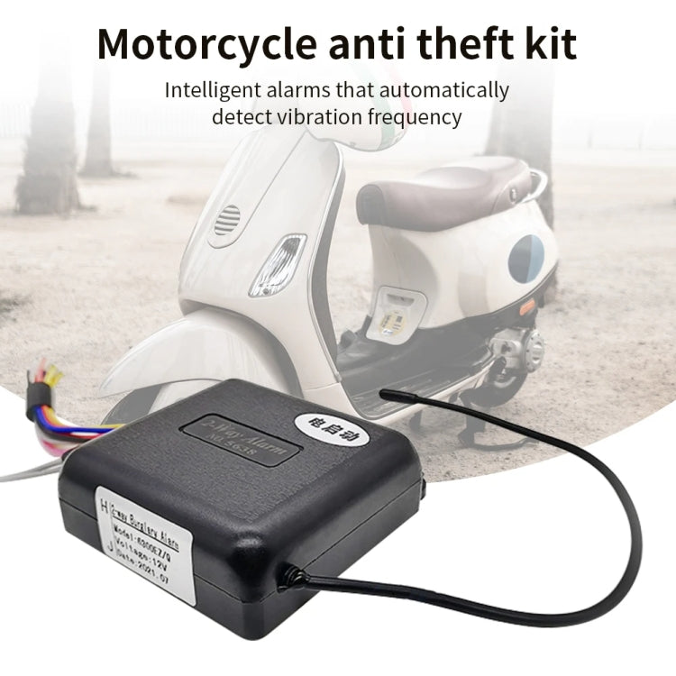 Black vibration alarm main unit with antenna wire for motorcycle anti-theft kit