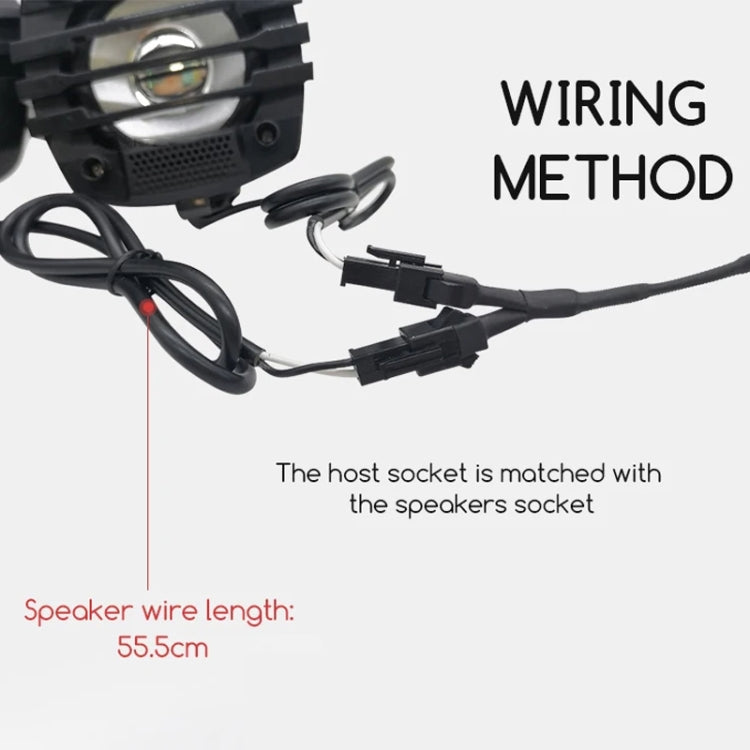 Motorcycle Bluetooth speaker wiring set with mounting housing and connected black cables