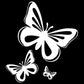 Black and white butterfly decal sticker set with three butterflies and small accents