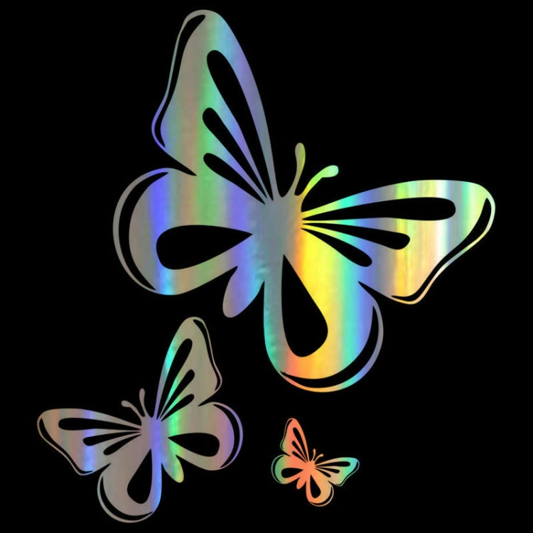 Reflective rainbow butterfly decal sticker set with three butterflies and small accents