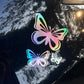 Reflective rainbow butterfly decal sticker set with three butterflies and small accents
