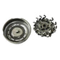 Replacement rotary shaver head: dark foil cutter with central pin and drive gear