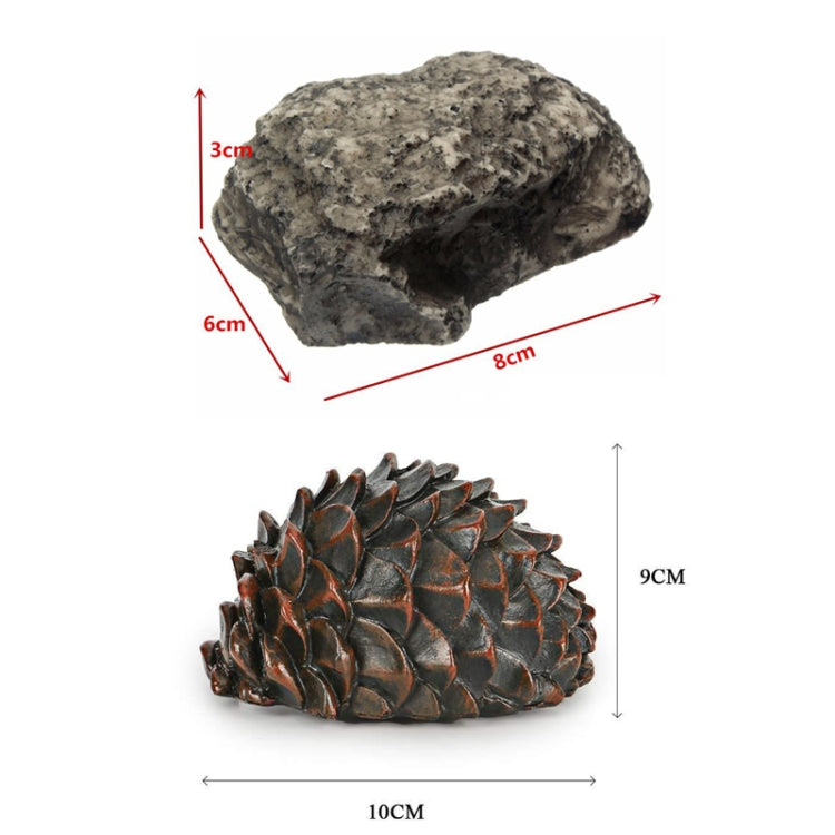 Simulated pine nut key safe in gray stone texture, shown with measurements