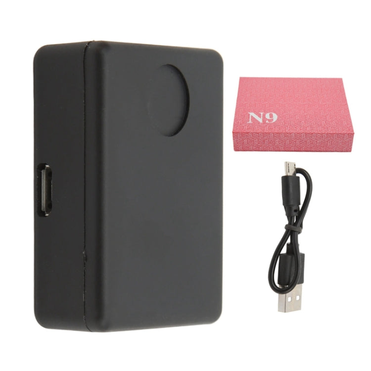 Black anti-theft locator sensor with side port and included USB cable