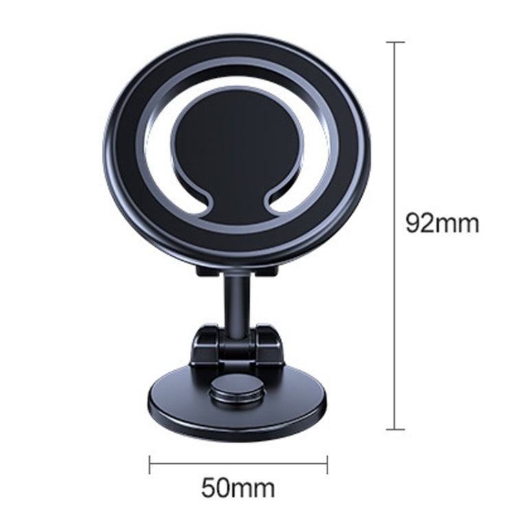 Black magnetic car phone holder with 50mm base and 92mm rotating disc