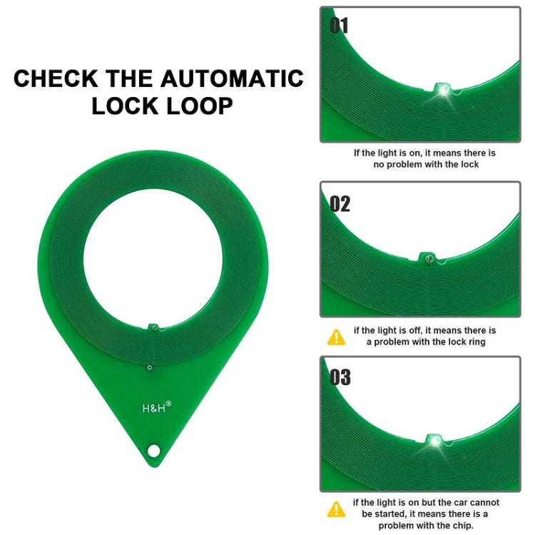 Green lock check ring tool with circular loop and small sensor points