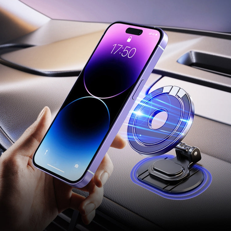 Rotatable magnetic car phone holder with stick-on dashboard mount and circular base