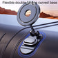 Magnetic phone holder with flexible double-folding curved base on dashboard