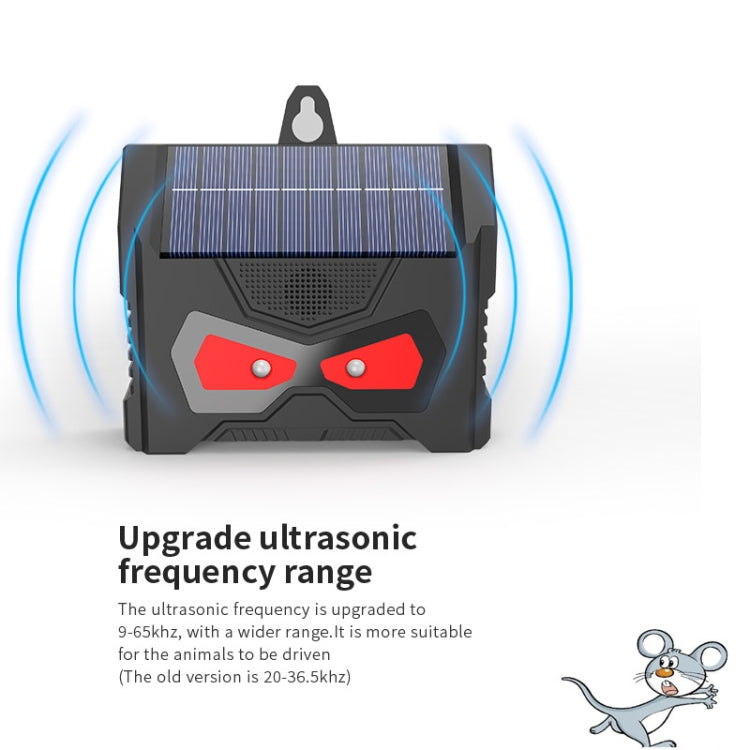 Solar ultrasonic repeller with blue motion effect and red LED flash lights