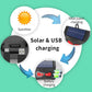 Solar ultrasonic repeller with solar and USB charging highlights