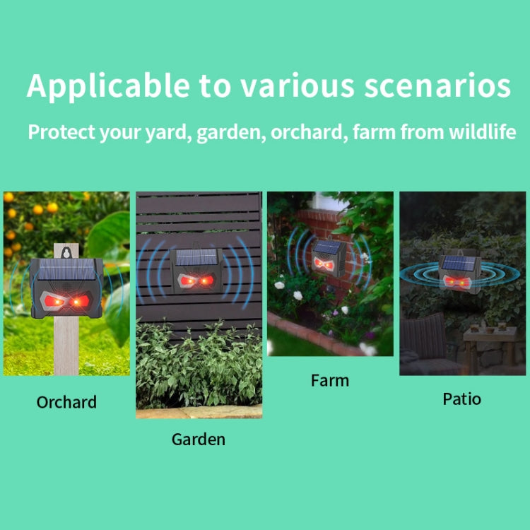 Solar ultrasonic repeller with red LED flash lights