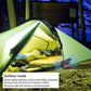 Solar ultrasonic repeller beside tent wall with red LED flash light
