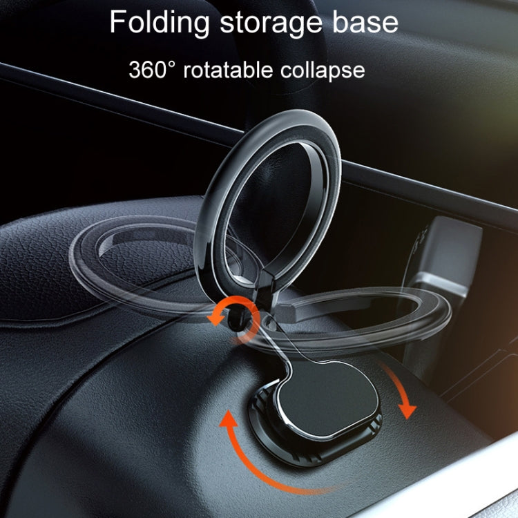 Black folding rotatable phone holder base for compact storage