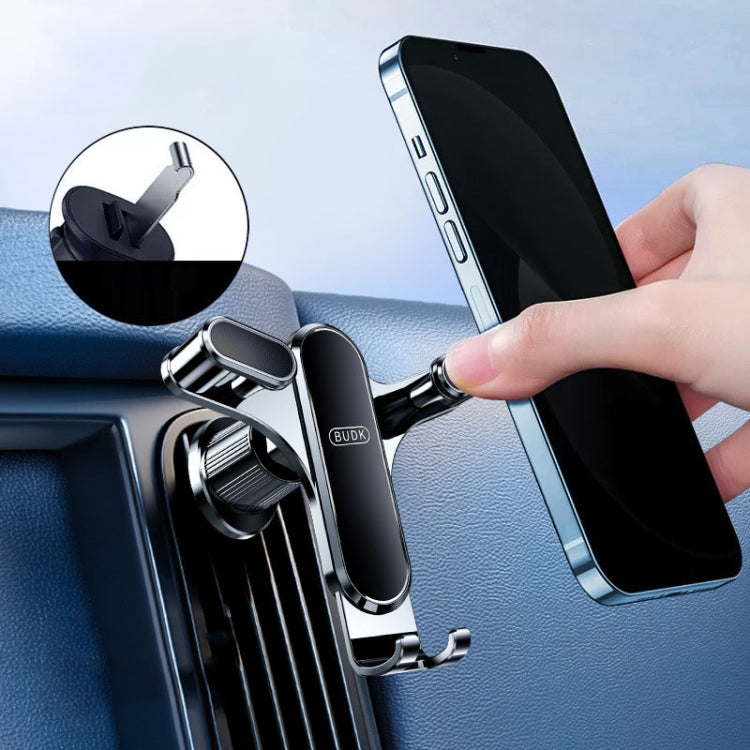 Car air-vent phone bracket with chrome holder arms and adjustable clamp