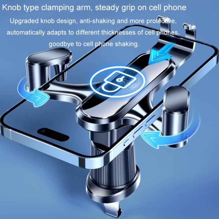Chrome car phone bracket with auto-clamping cradle for air vent mounting