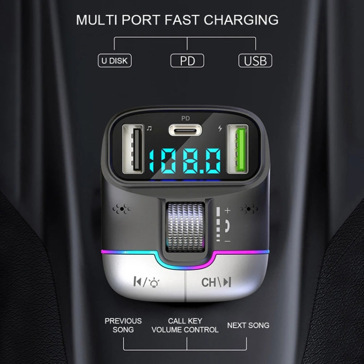 Bluetooth MP3 player charger with multi-port display showing charging status