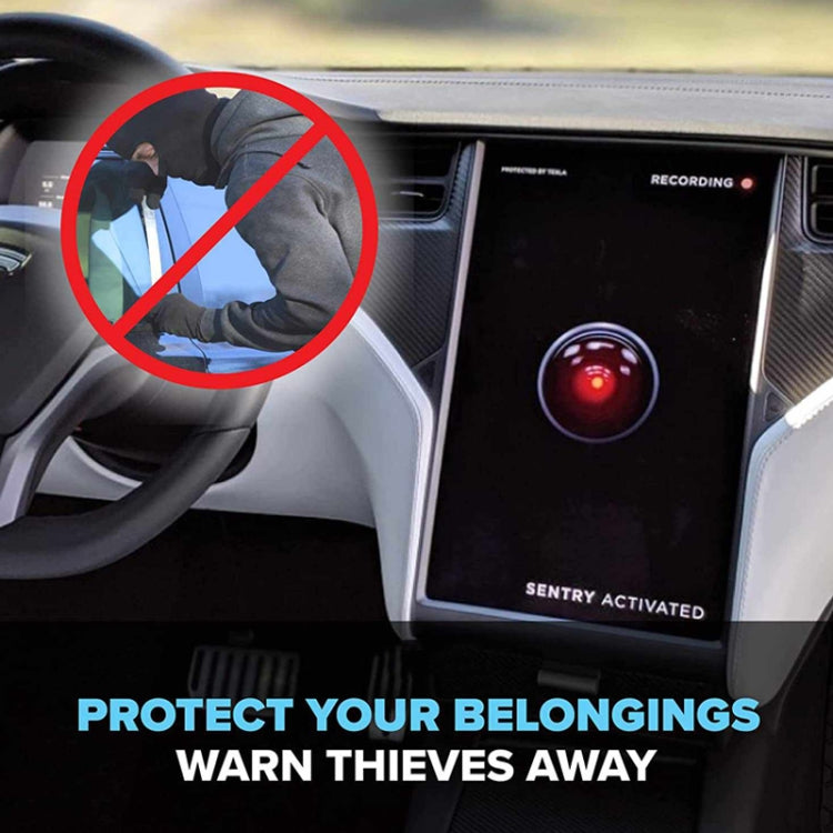 Recording! Sentry mode warning sticker on car interior panel, black with red border