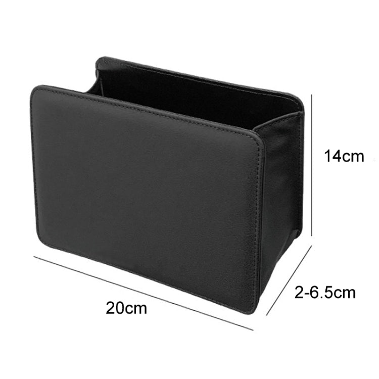 Black folding seatback hanging trash can with size guide: 20cm x 14cm