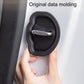 Black door latch cover clip with metal pin on car door
