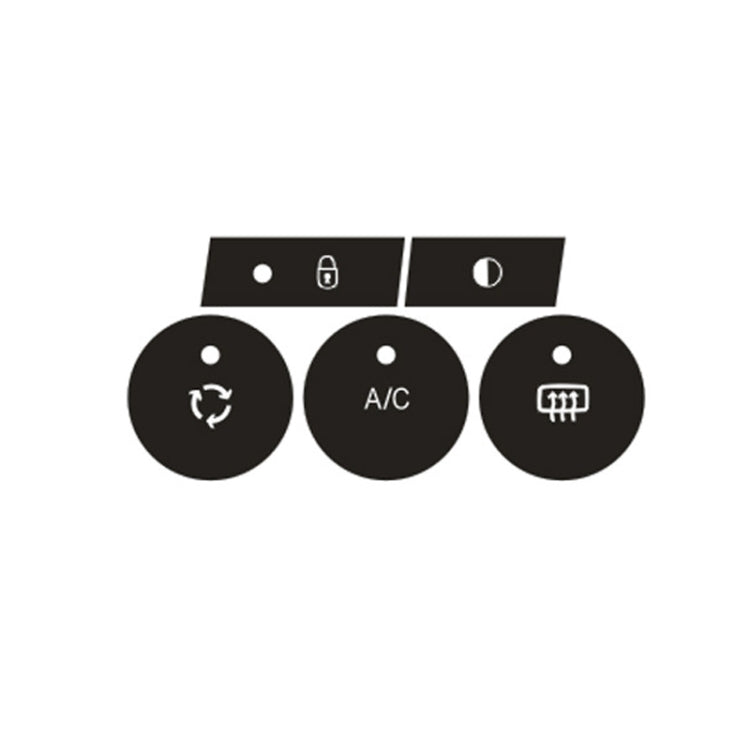 Black A/C button repair sticker set with circular icons and A/C lettering