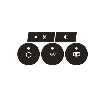 Black A/C button repair sticker set with circular icons and A/C lettering