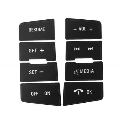 Steering wheel control button repair patch with RESUME, VOL, SET, MEDIA, OK
