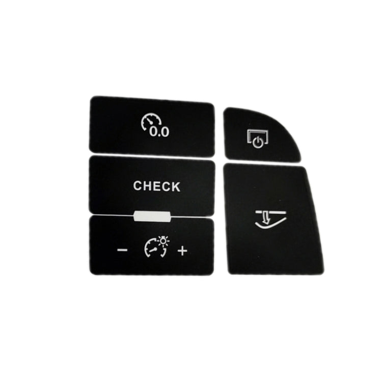 Black dashboard control button decal set with icons and CHECK label
