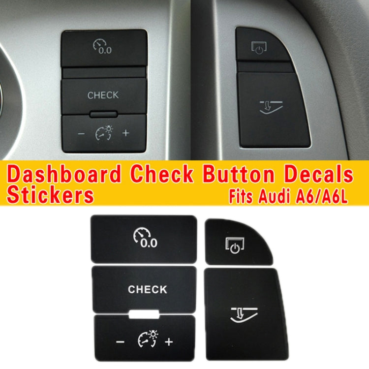 Black dashboard control button decals for center console with 0.0 and CHECK icons