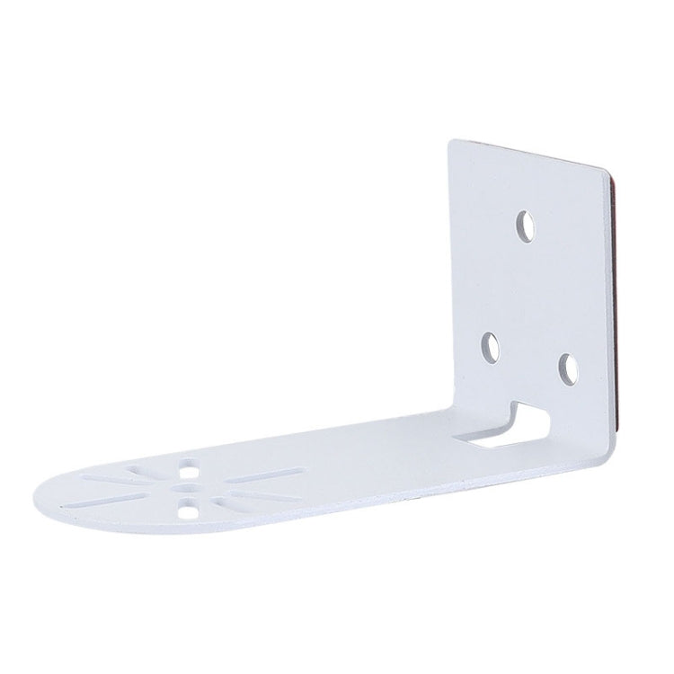 White wall-mount camera bracket with L-shaped base and three mounting holes