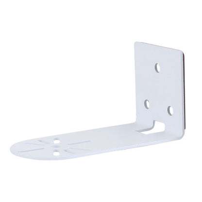 White wall-mount camera bracket with L-shaped base and three mounting holes