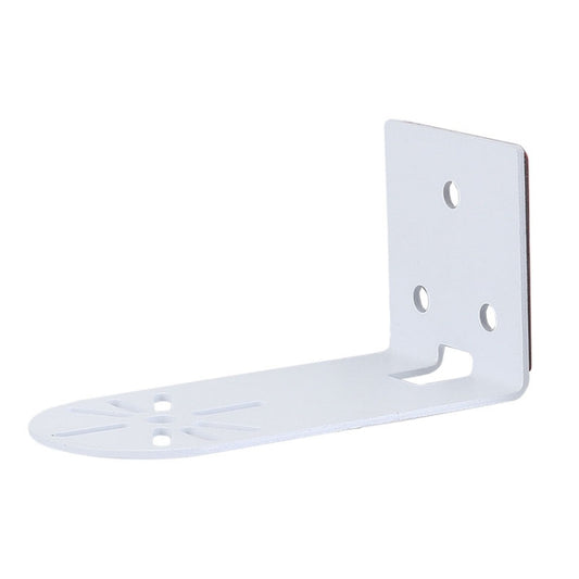 White wall-mount camera bracket with L-shaped base and three mounting holes