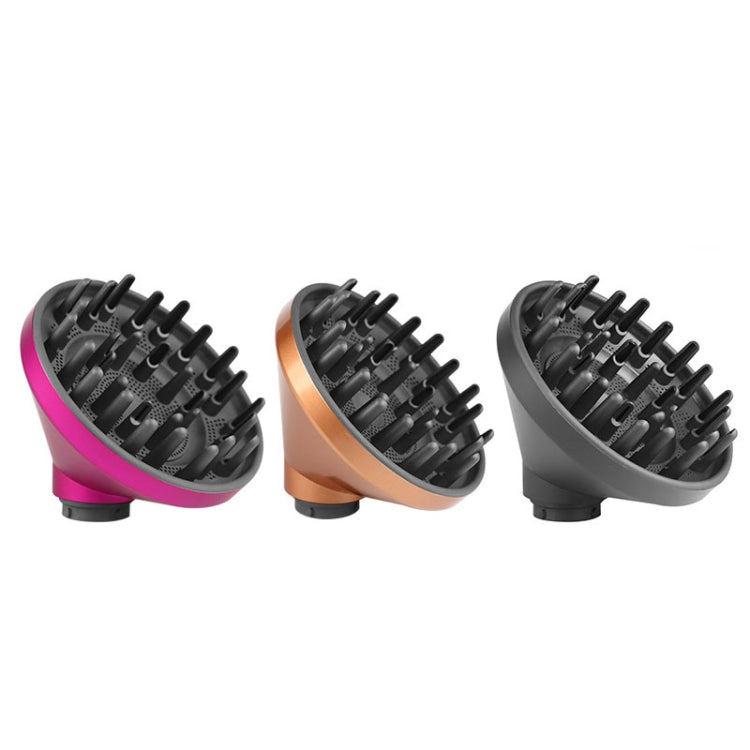 Set of three hair diffuser attachments: pink, gold, and gray with prongs