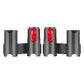 Pair of grey vacuum rack extension brackets with red circular inserts and side cups