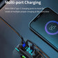 Car Bluetooth MP3 player charger with multi-port charging and LED display, black with blue light
