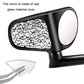 Black auxiliary rear view mirror with reflective glass insert on the left lens