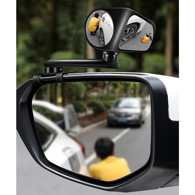 Car auxiliary wide-angle rearview reversing mirror with black mount and round convex lens