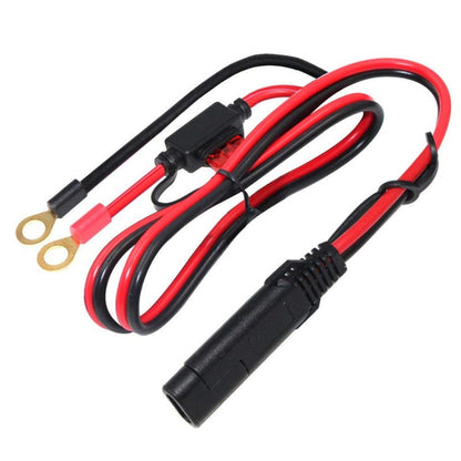 Battery extension cable with SAE quick disconnect and ring terminals, red and black wires