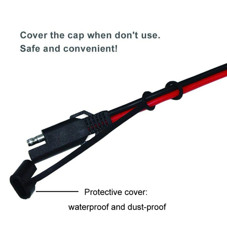 SAE quick disconnect plug with protective cover on red/black battery cable