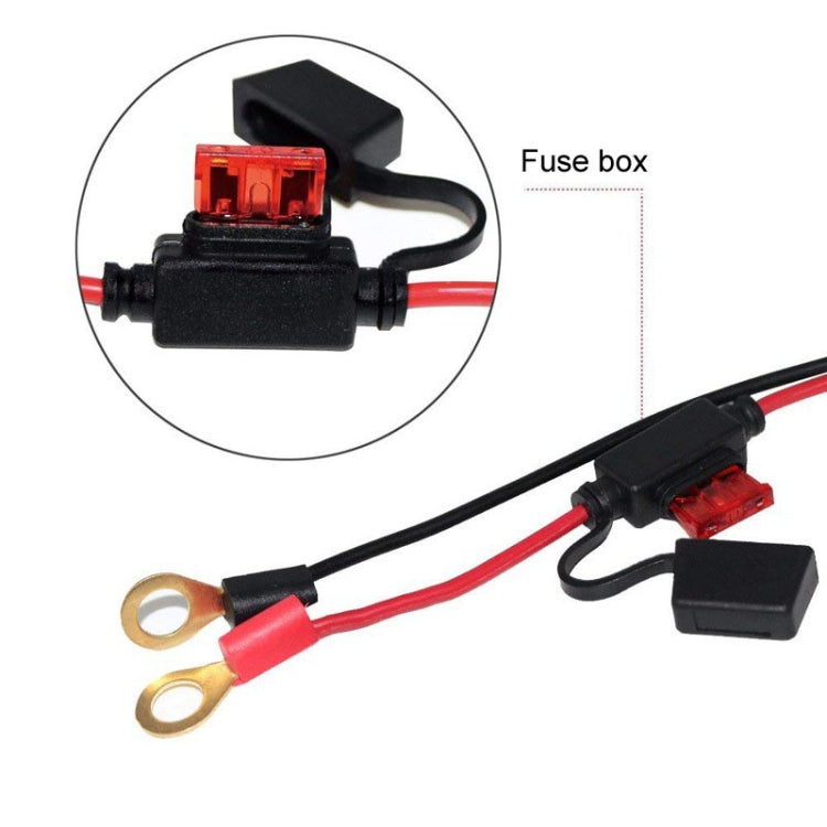 SAE fuse holder with red blade fuse and SAE quick disconnect on battery extension cable
