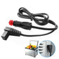 Car mini refrigerator power cord with cigarette-lighter plug and adapter head connector.